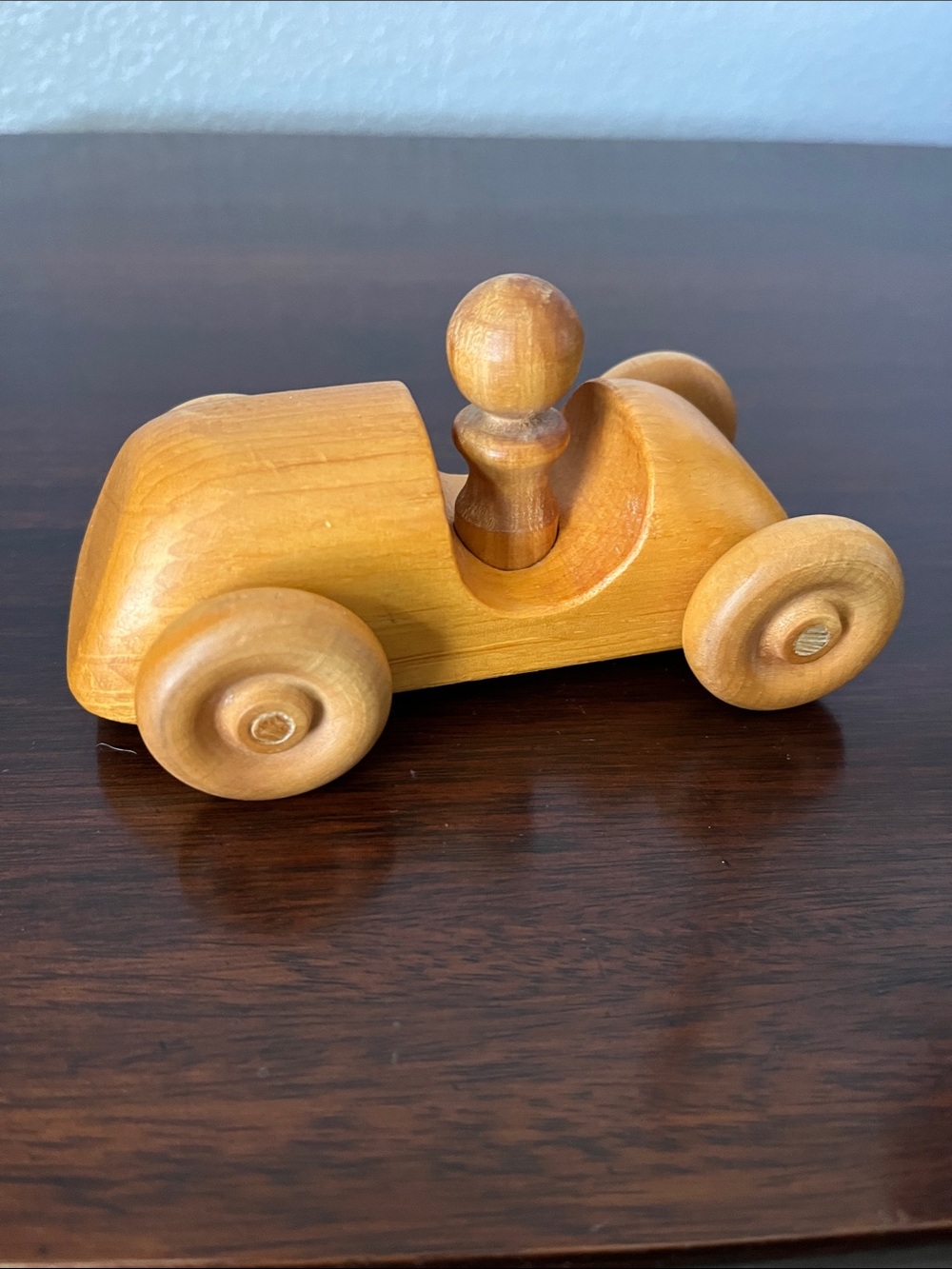 Handcrafted Wooden Push Car Toy in Natural Wood